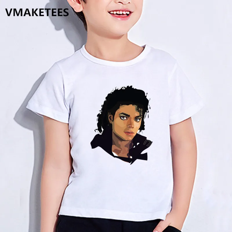 Детская летняя футболка для девочек и мальчиков детская футболка с принтом рок-н-ролл-звезда Майкл Джексон крутая повседневная одежда для малышей HKP5145 - Цвет: HKP5145I