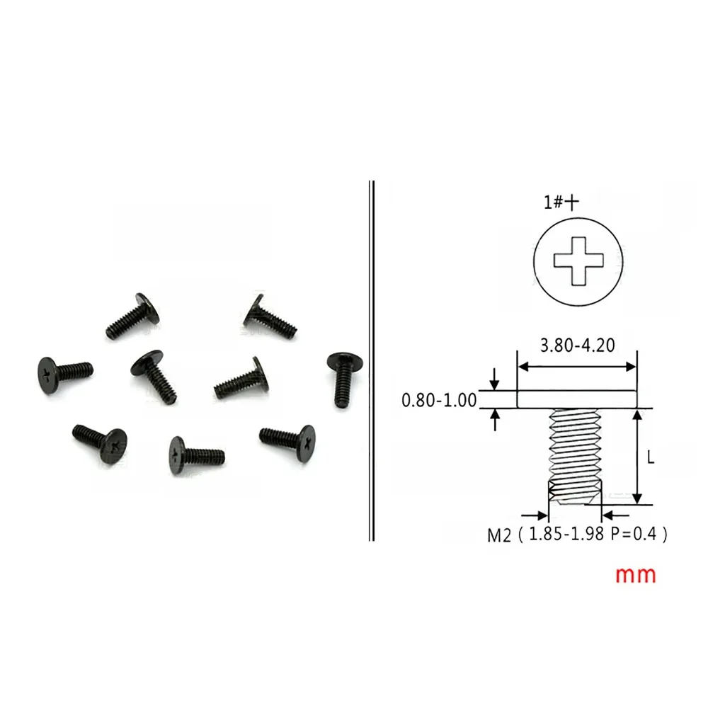 100 шт. M2 см шпильки, зимние ботинки с плоской головкой Philips крепежный винт ноутбук Тетрадь компьютерный винт, покрытых цинком черного Длина 3/3. 5/4/10 мм