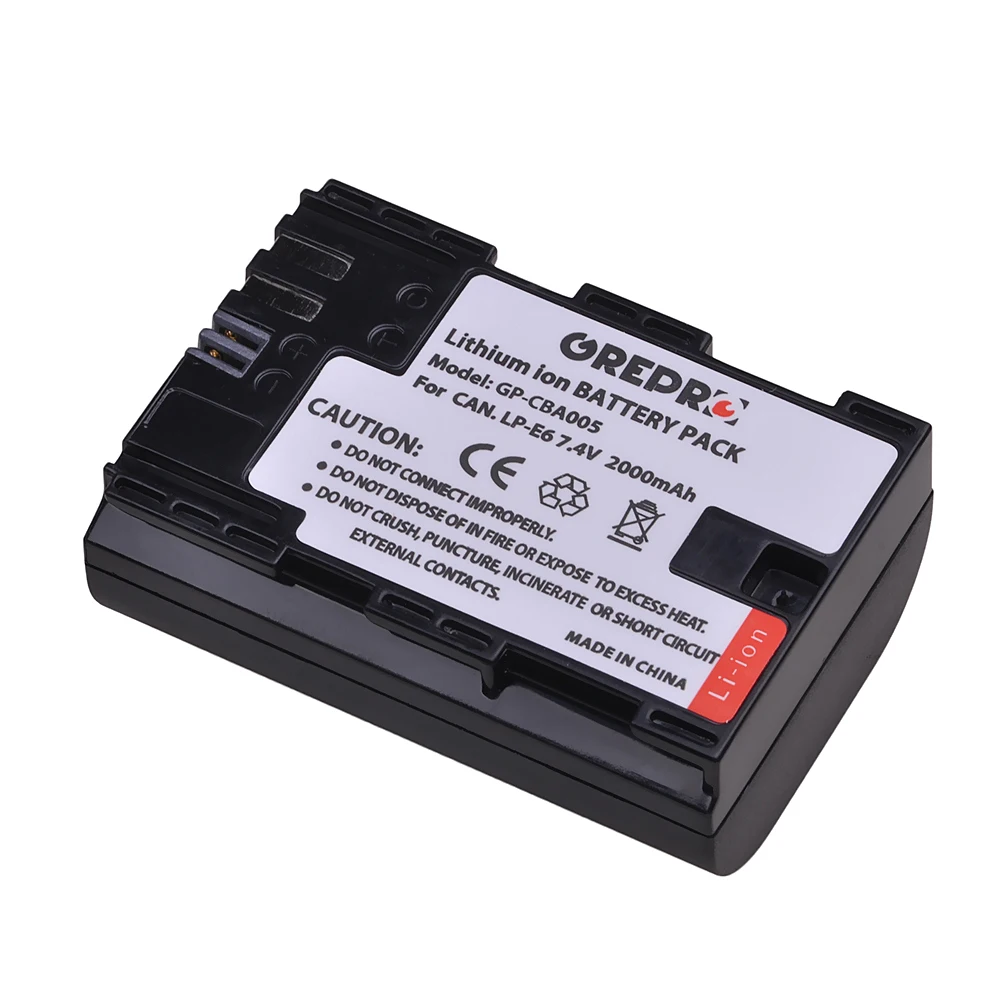 

1pcs High Capacity 2000mAh LP-E6 LP E6 LP-E6N Battery Sanyo Cell for Canon EOS 6D 7D 5DS 5DSR 5D Mark II IV 5D 60D 60Da 70D