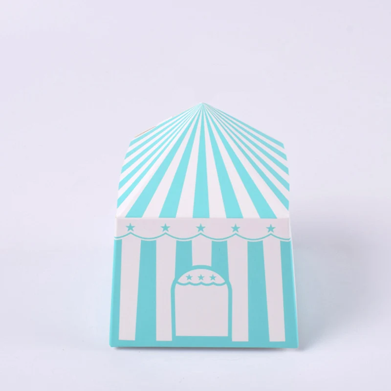 20 шт коробки в полоску, цирковые вечерние бумажные коробки для конфет с мультяшными персонажами, Подарочная коробка для детского дня рождения - Цвет: blue