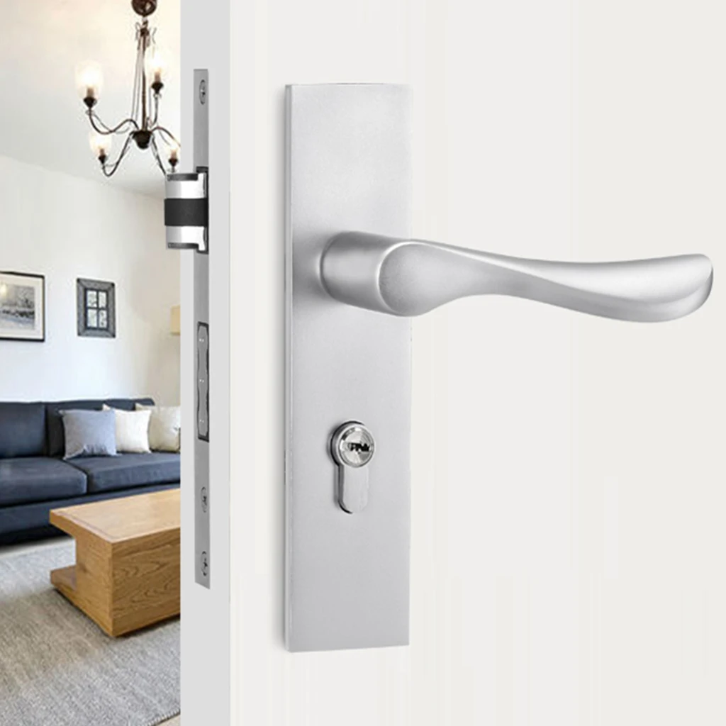 Door Handle Lock Front Back Lever Lock Bathroom Bedroom Door Handles #1