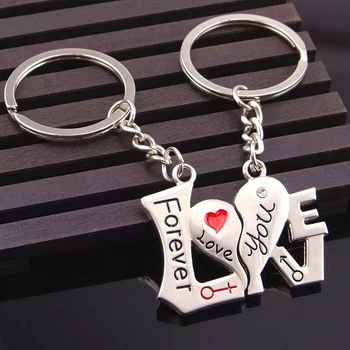 

FREE SHIPPING BY DHL 200pairs/lot 2019 New Zinc Alloy Love You Forever Couple Keychains Novelty Lover Keyrings for Wedding Gifts