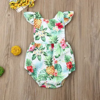 

US Infant Baby Girl Floral Pineapple Romper Bodysuit Jumpsuit Outfit Clothes Set