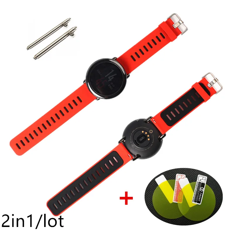 22 мм Ремешки для наручных часов спортивные Смарт-часы для Xiaomi Huami Amazfit Pace Amazfit Stratos ремешок для часов Brecelet двухцветный ремешок - Цвет: 22mm Red