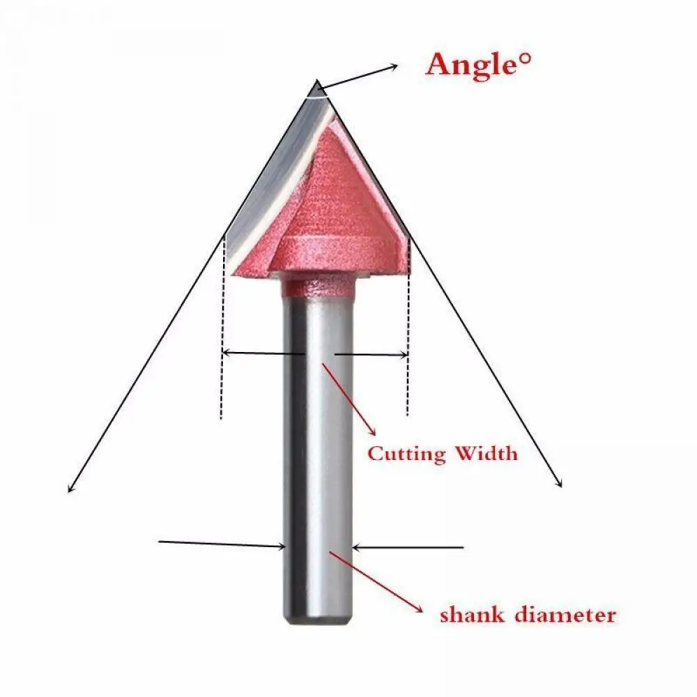 Одноцветное высокопроизводительного маршрутизатора стали Деревообработка бит, деревянные инструменты, 3D бит 6 мм * 32 мм * 90degrees-5PCS