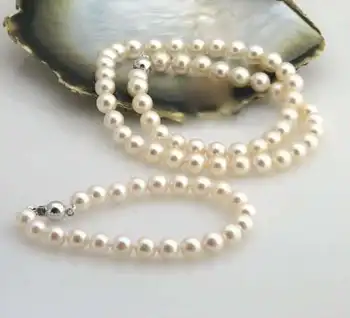 

$wholesale_jewelry_wig$ free shipping AA+ 8-9mm White Akoya Cultured Pearl Necklace Bracelet