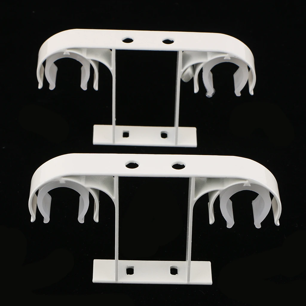 

2 Piece Hard Metal Double Drape Curtain Rod Support Bracket Holder Ceiling Mounted