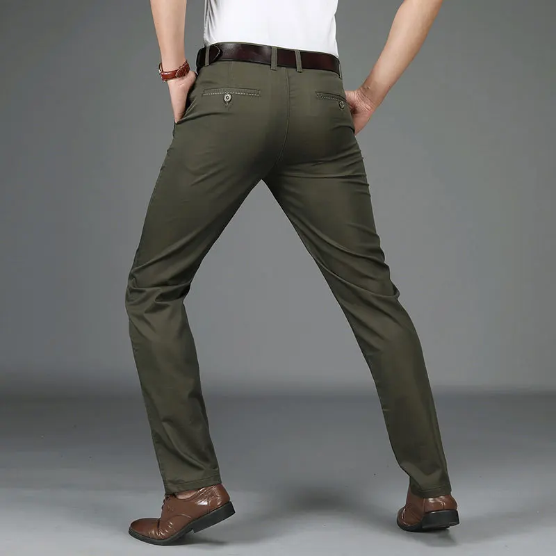 army green ZDJP мужские летние штаны длинные 29~ 42 брендовая одежда тонкий хлопок красного цвета эластичные деловые брюки, штаны Повседневные длинные брюки - Цвет: army green