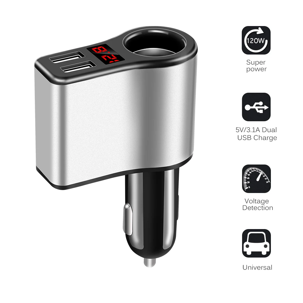 Onever Quick Charge 5V 3.1A 2 порта USB Автомобильное зарядное устройство для iPhone iPad samsung 12 V-24 V розетка для автомобильного прикуривателя адаптер зарядное устройство