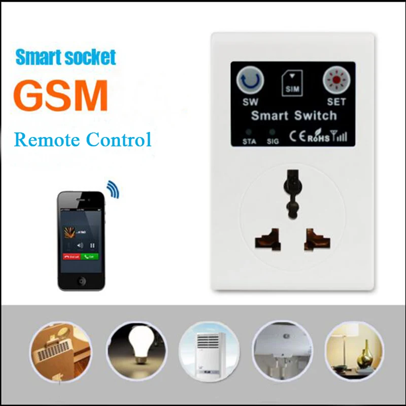 SC1-GSM EU 220V Phone RC Remote Wireless Control Smart Switch GSM Socket Power Plug for Smart Home Household Appliance