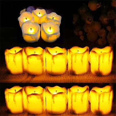 Image Flameless Battery Christmas LED Tea Light Flickering Tealights Candles 12pcs