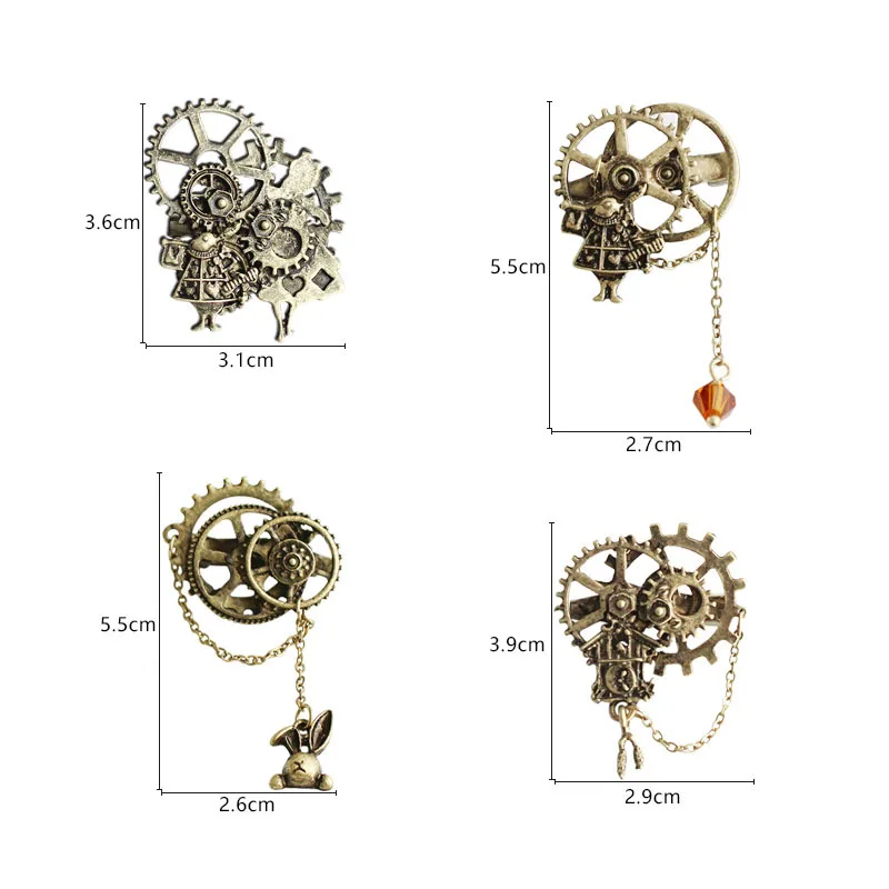Винтаж Ретро Алиса в стране чудес Broonze Цвет Кролик стимпанк Geers колесо булавки броши для одежды значок для рюкзака