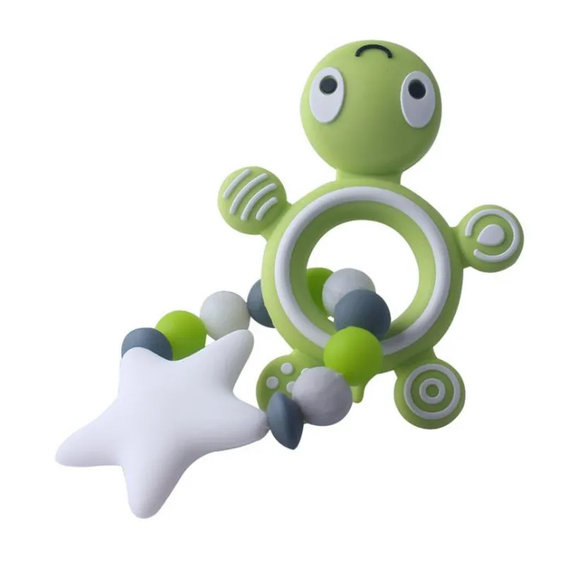 

Silicone Teether Bracelet Food Grade Tortoise Silicone Rodents Turtle Baby Teether Silcone Beads FBA FREE Baby Bracelet