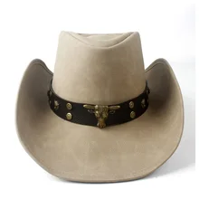 Новая модная мужская западная ковбойская шляпа с панк кожаным Bull Band для джентльмена пляжный солнцезащитный головной убор