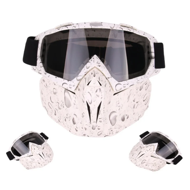 Зимние ветрозащитные лыжные велосипедные очки маска для лица Съемная унисекс лыжные снегоходные очки маска снег лыжный спорт Мотокросс солнцезащитные очки - Цвет: W
