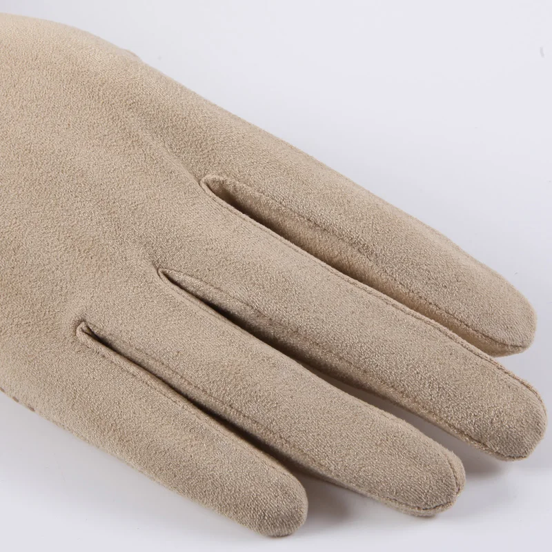 Spring Summer Faux Suede Gloves Men Women Thin Breathable Short Sunscreen Driving Gloves Full Fingers SZ008W