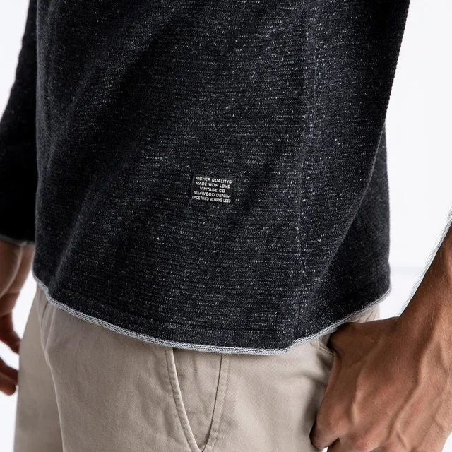 SIMWOOD 2018 Autumn Winter Sweater Men Plus Size Design Curl Hem Knitted Contrast 100% Cotton Pullovers High Quality 180324