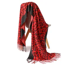 Женский шарф с леопардовым принтом, зимние кашемировые шарфы, теплый женский шарф из пашмины, длинный шарф-бандана, размер echarpe
