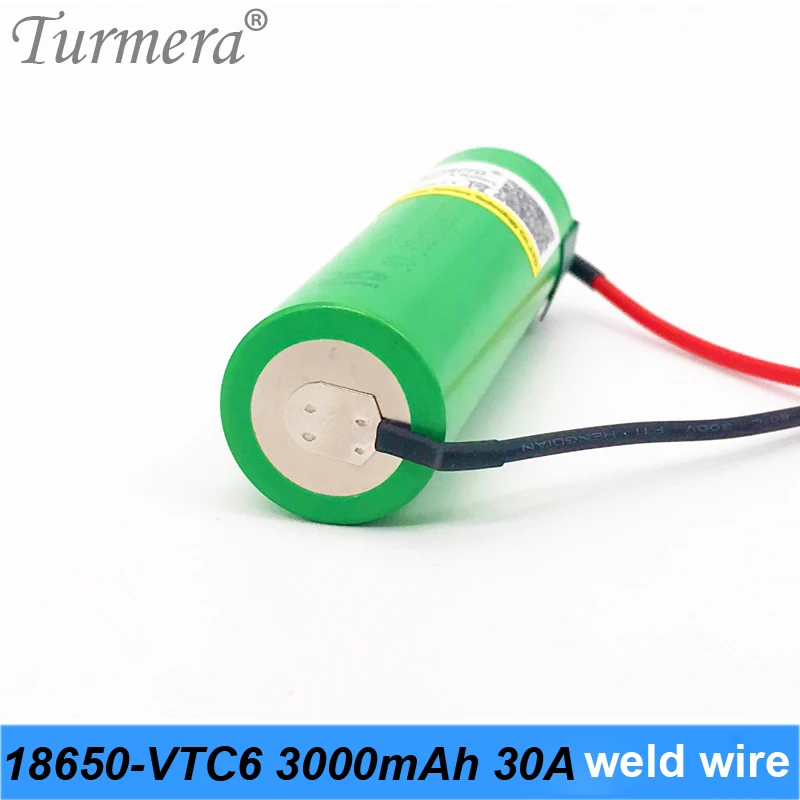 Оригинальный аккумулятор Turmera us18650vtc6 vtc6 30a 18650 3000 мАч для аккумулятора отвертки