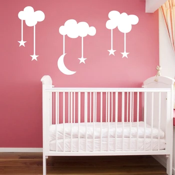 

Large Size 220x140cm Moon Stars Clouds Vinyl Wall Decals Baby Room/Kids Room Cute Cartoon Wall Sticker Decor