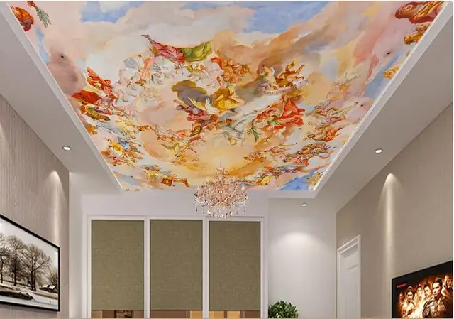 Us 1626 47 Off3d Ruang Wallpaper Kustom Mural Non Woven Malaikat Gambar Bergaya Eropa Taman Eden Langit Langit Mural Foto 3d Dinding Mural