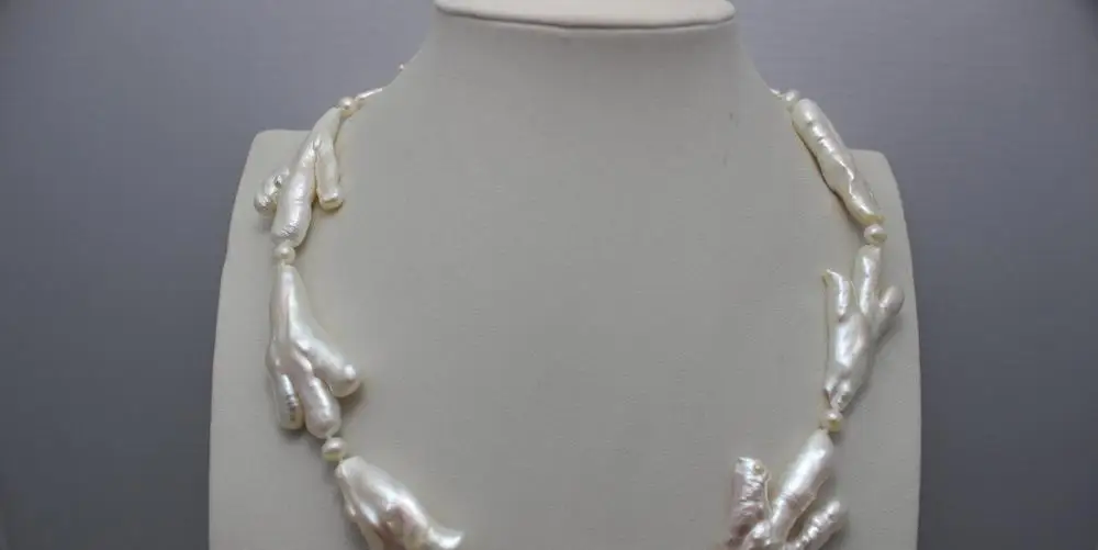 

Free shipping@@@@@ fresh water pearl necklace 19 INCH white Chicken-shaped & 5mm beads alloy clasp a
