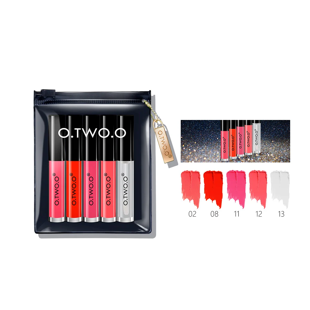 O.TWO.O 5pcs/lot Makeup Set Lip Oil+ Matte Lipgloss Kit Long Lasting Waterproof Lip Gloss Matte Liquid Lipstick 6049 - Цвет: 03