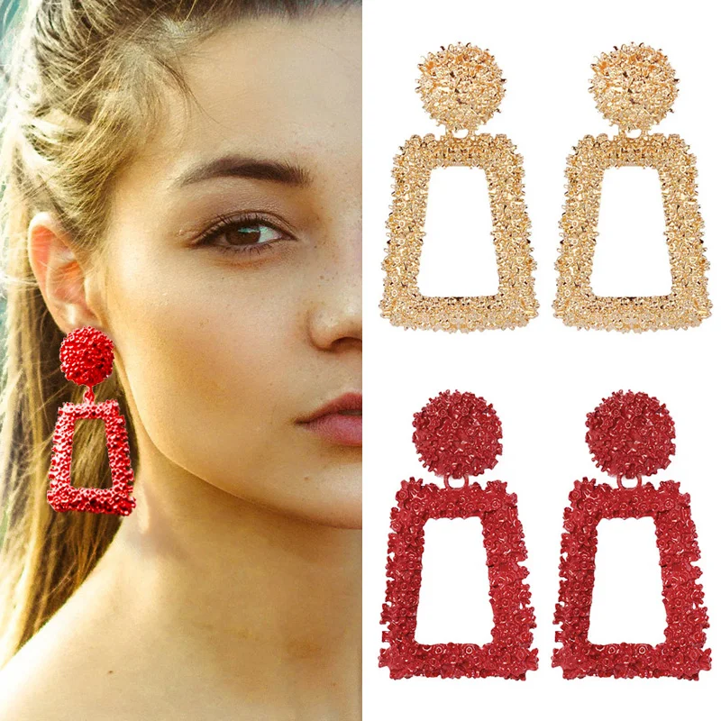 

Small SIZE NEW Vintage ZA Statement Earrings For Women Gold Silver Black Geometric Metal Drop Earring Hanging Trendy Jewelry