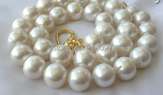 

LHX54013>> stunning big 12mm round white freshwater cultured pearl necklace