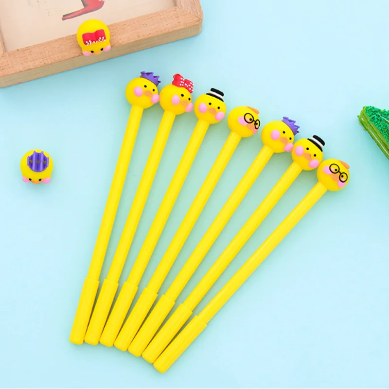 

4pcs/lot Cartoon Yellow duck Neutral pen stationery canetas material escolar gift office school gel pen Reward supplies