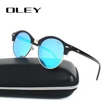 OLEY модные Круглые Солнцезащитные очки женские поляризованные солнцезащитные очки «кошачий глаз» винтажные мужские очки с голубым покрытием oculos de sol feminina Y3135