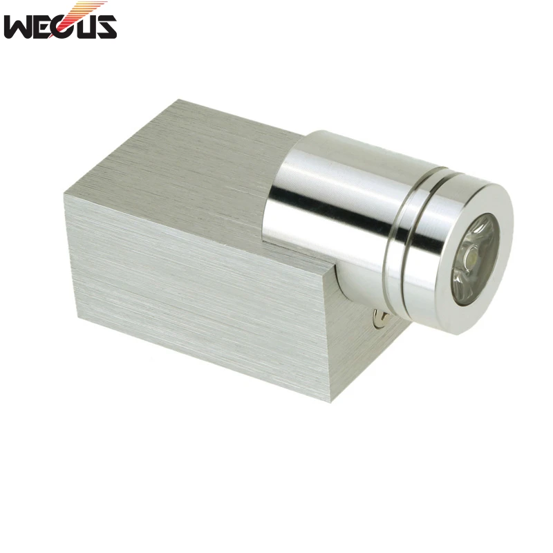 

(WECUS) Aluminum LED wall lamp, AC90-265V 3W, light color optional, default warm white delivery.