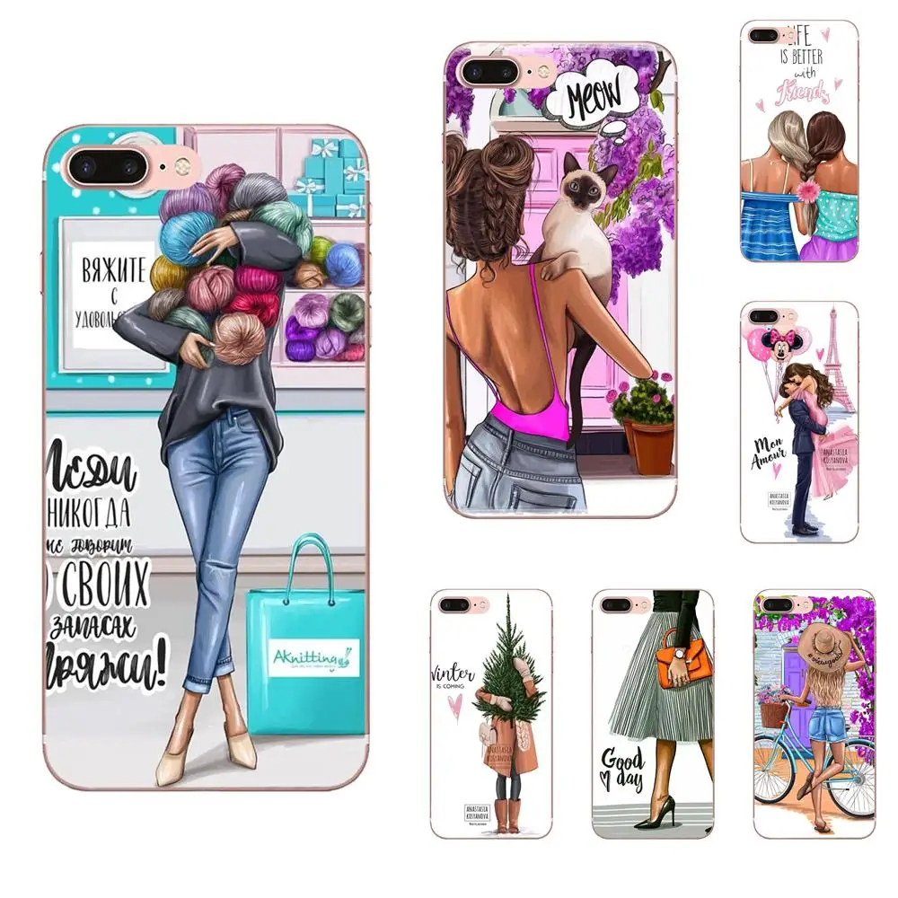 Модный чехол для телефона с черными и коричневыми волосами Apple iPhone 4 4S 5 5C 5S SE 6 6S 7 8