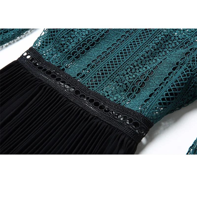 Slim Creux Pic Arrivée 2018 De À Out Femmes Patchwork Vêtements Élégante Manches Plissée Mode Nouvelle Empire As Longues Sexy Transparent Robe pqq4Tvf