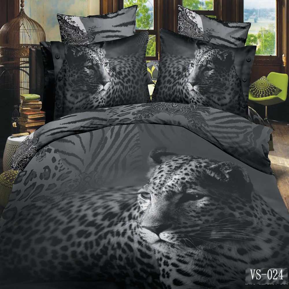 Home Textile,Special 3D Bedding Sets,Black Leopard Bedding Sets,King