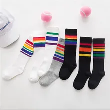 INS/горячая Распродажа, носки для малышей хлопковые детские спортивные носки для девочек и мальчиков, унисекс, носки в радужную полоску для детей от 0 до 10 лет