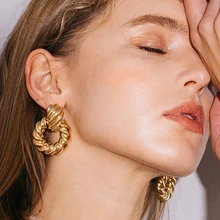 AENSOA Gold Silber Farbe Unregelmäßigen Metall Runde Tropfen Ohrringe Für Frauen Vintage Punk Schmuck Maxi 2020 Kreis Erklärung Ohrringe