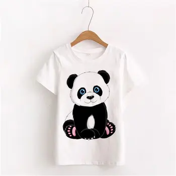 

Summer Harajuku Loose Pandas Print 100% Cotton Vintage Elegant Fashion Hot Short Sleeve Ladies Shirts Women Blouses