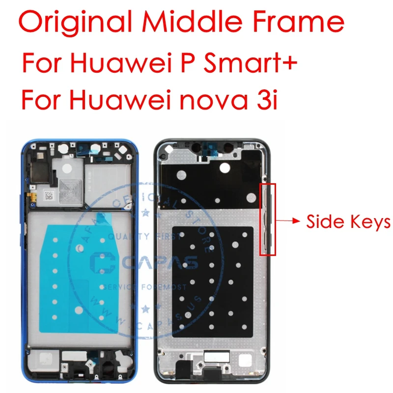 

Original For Huawei nova 3i Middle Frame Metal Frame + Side Keys Huawei P Smart+ LCD Supporting Bezel Housing Replacement Parts