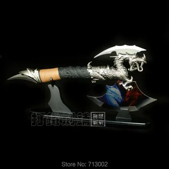 

Wushu broadsword Animation Steel Dragon Axe Dao With Stand Rare