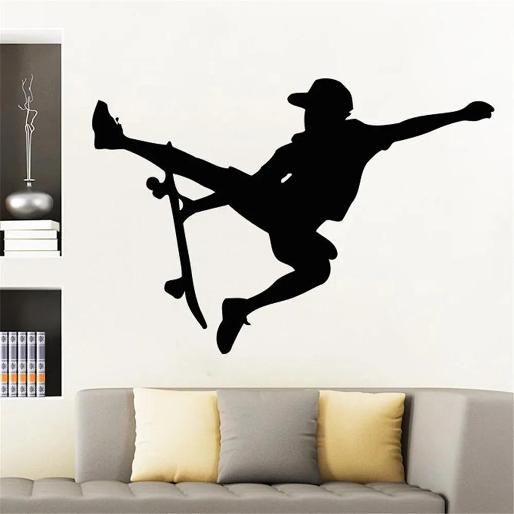 Skateboarder Wall Decals Sports Athlete Wall Stickers for Kids Boy Room