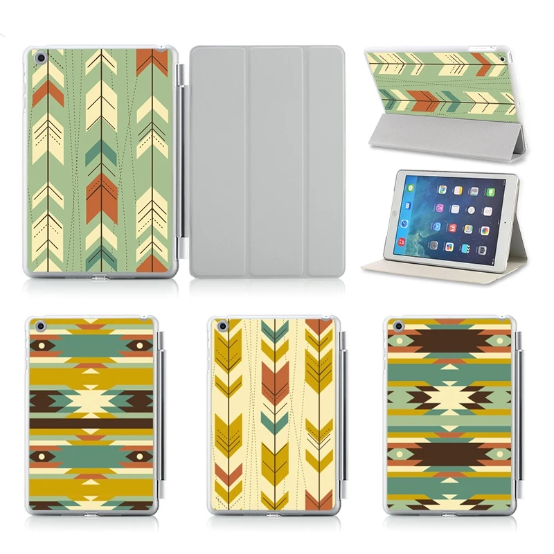 

Custom Printed Flip Hard Plastic Case Design Geometric Textures Tablet Protect Case For iPad Air 2 Case Cover!