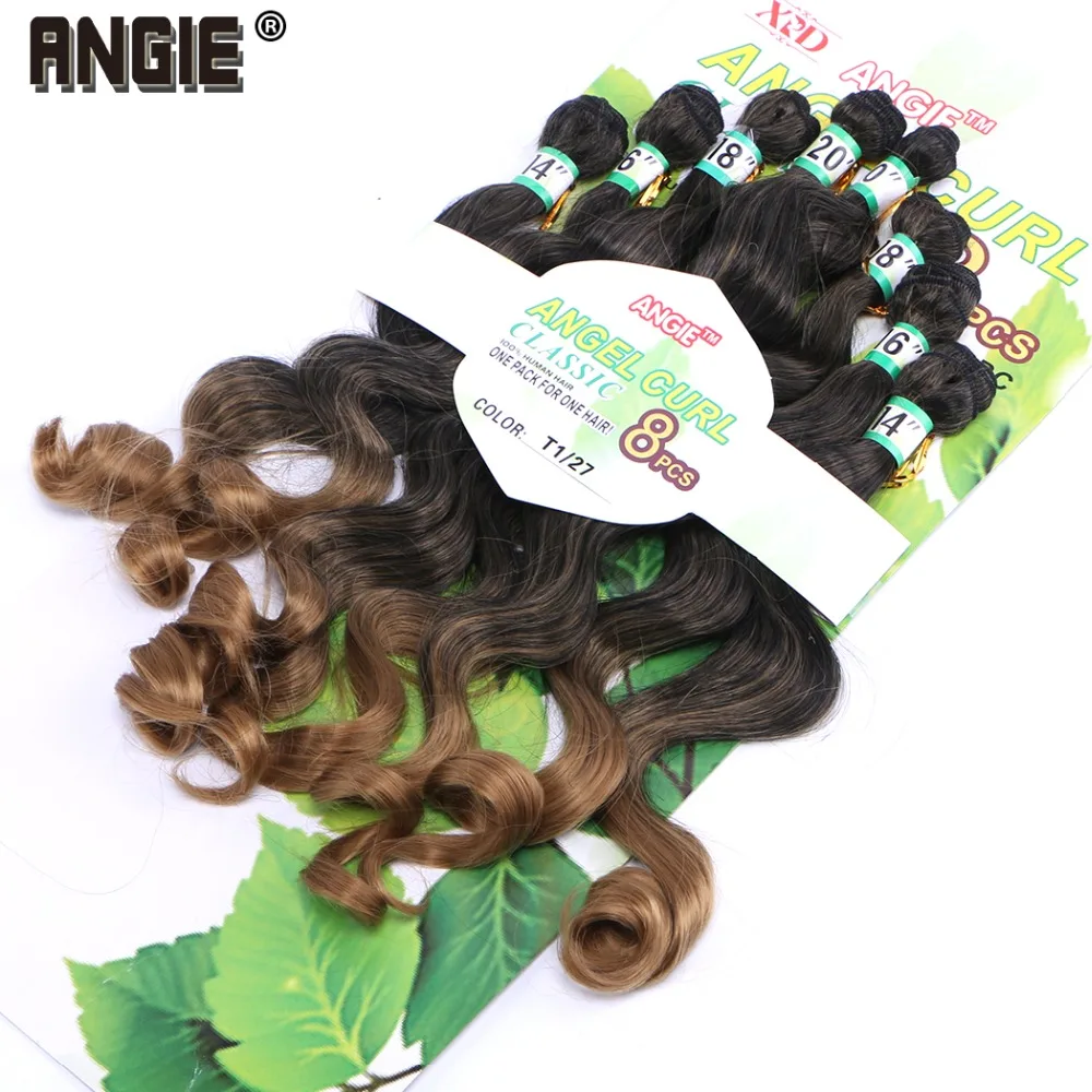 Pacotes de Cabelo Extensão do Cabelo para Mulher Angie Tecer Cabelo Sintético 8 Peças – Lote Encaracolado Kinky 200g 14 16 18 20
