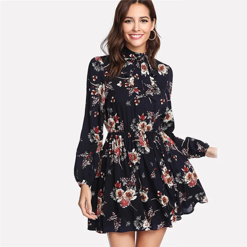 

new mama style o-neck fashion flower print new dress above knee sashes mini sheath slim lantern sleeve female dress