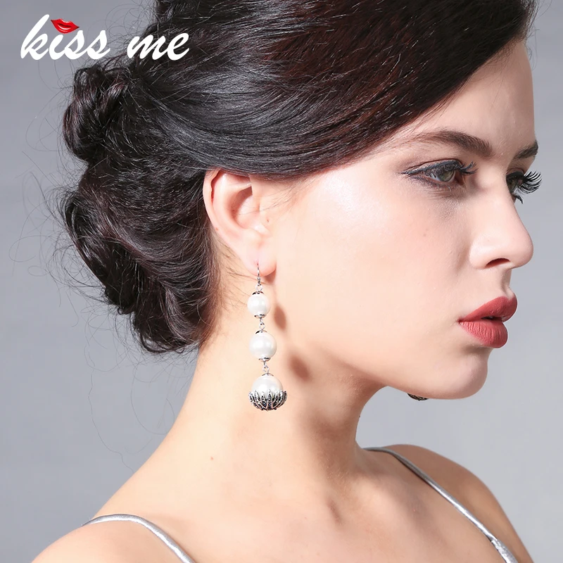 Женские винтажные серьги KISS ME элегантные подвески с имитацией жемчуга в