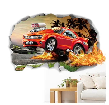 

Flying fire car, Stereoscopic effect wall sticker, Environmental friendly PVC material, Item No. XH-car