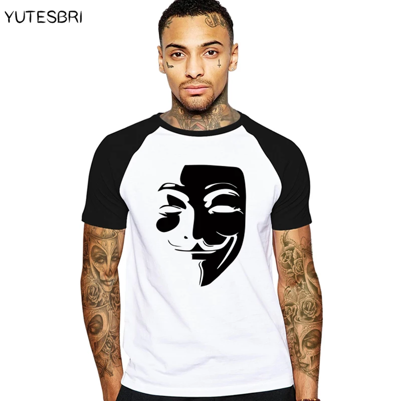 V для футболка Vendetta Anonymous Guy Fawkes Mask мужские хлопковые футболки забавные