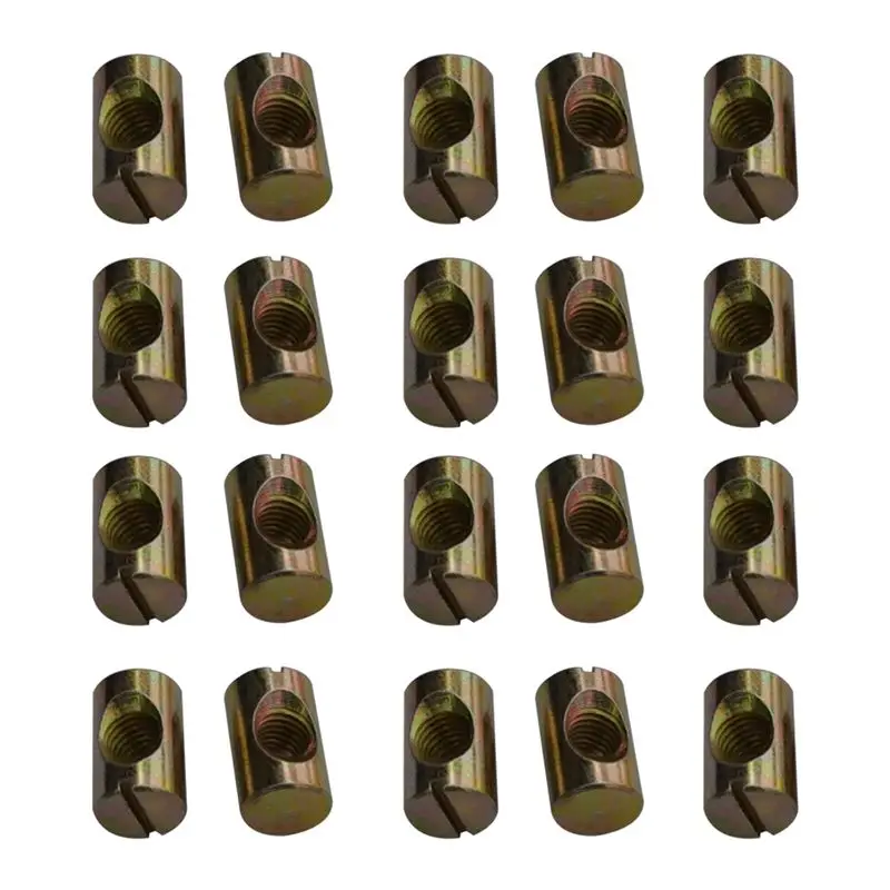 

20Pack M8 Barrel Nuts Cross Dowels Slotted Nuts for Furniture Beds Crib Chairs