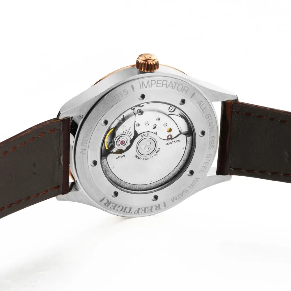 Риф Тигр/RT часы горячий дизайн платье бизнес часы с датой светящиеся стрелки автоматические часы стальной чехол розовое золото RGA8015
