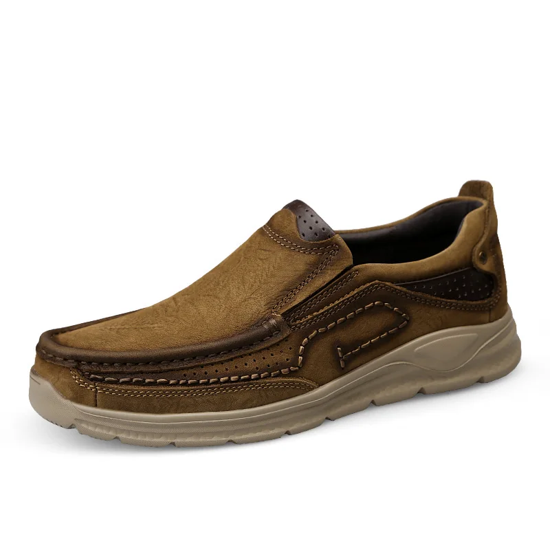 Hommes Dark En red De khaki Vache Appartements Brown Mâle Qualité forme Plate Décontractées Pleine Main Mode Fleur Brown Pour Cuir Chaussures Top H2IE9D